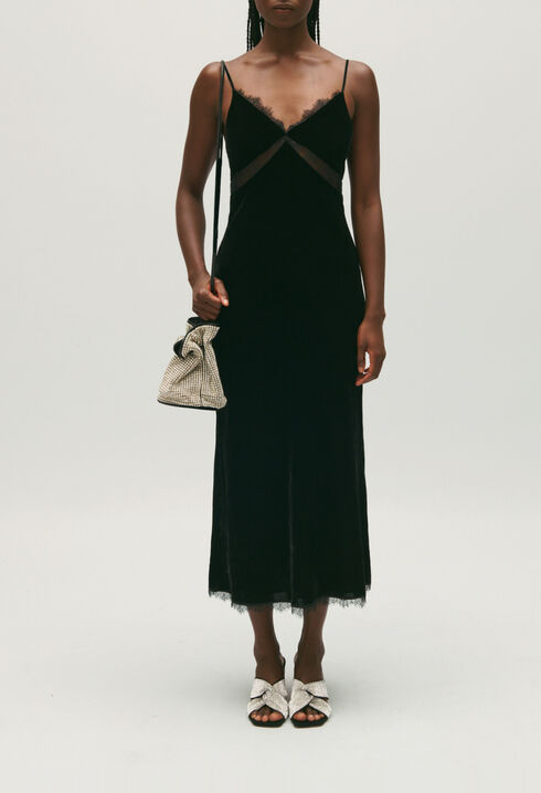 Robe midi velours noir
