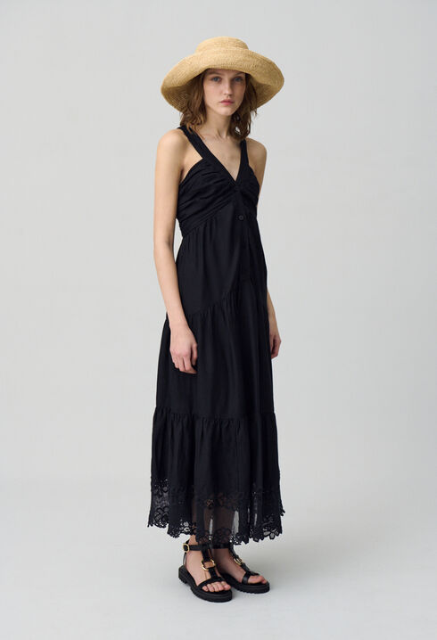 Robe longue broderies fleurs
