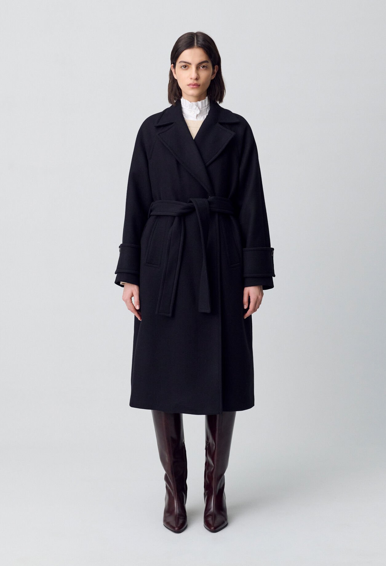 Manteau mi-long laine mélangée