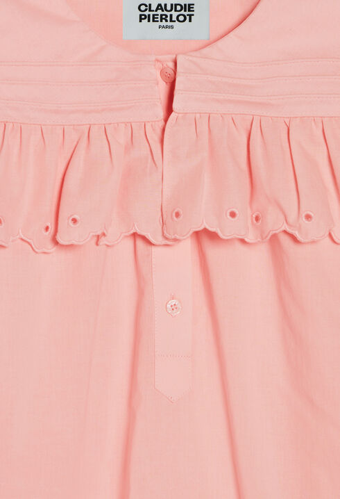 Embroidered pink cotton blouse