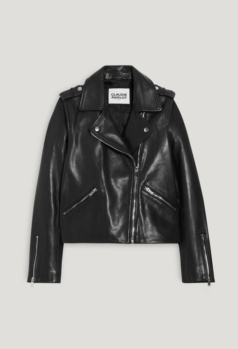 Veste cuir lisse noir