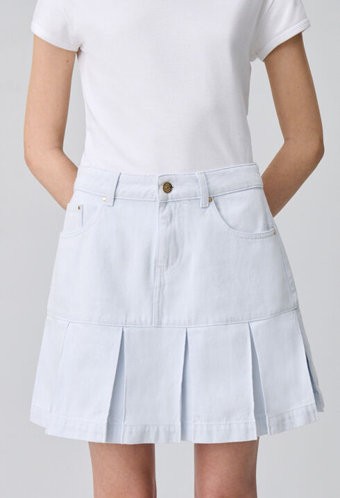 Jupe denim courte à plis