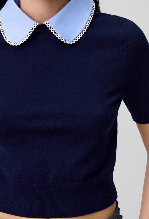 Top maille fine col