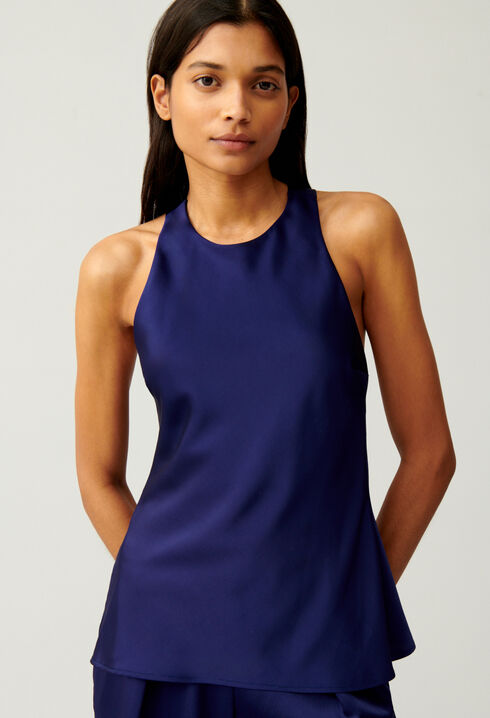 Indigo backless top