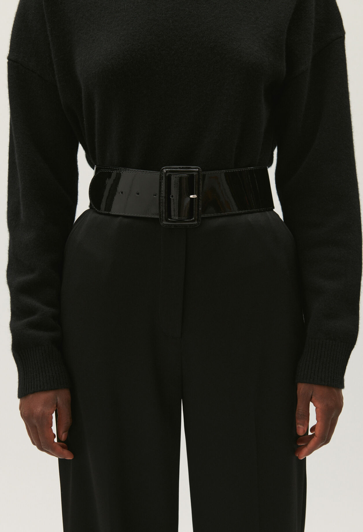 Ceinture large vernie noire