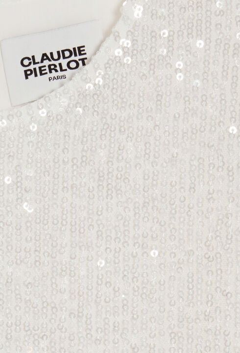 Top sans manches sequins écru