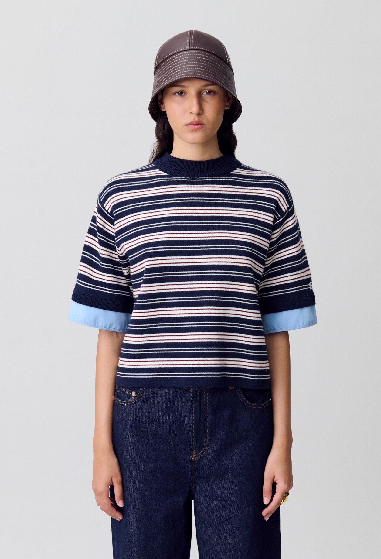 Top maille fine rayures