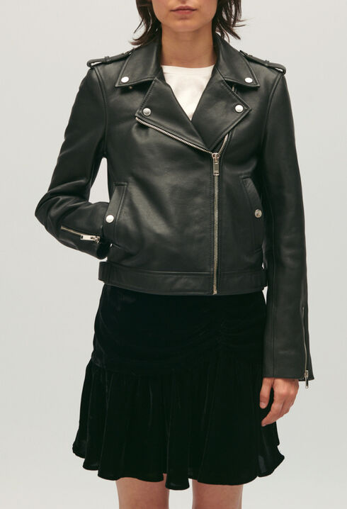 Black grained leather jacket 