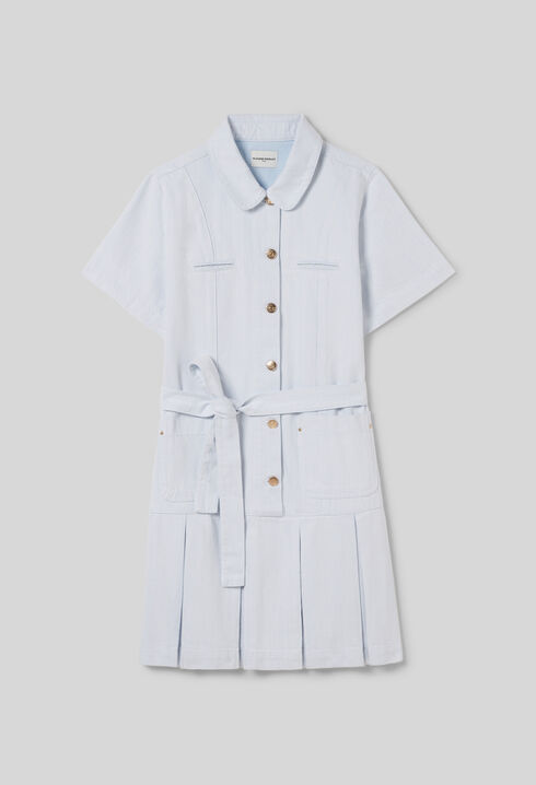 Robe courte denim à plis
