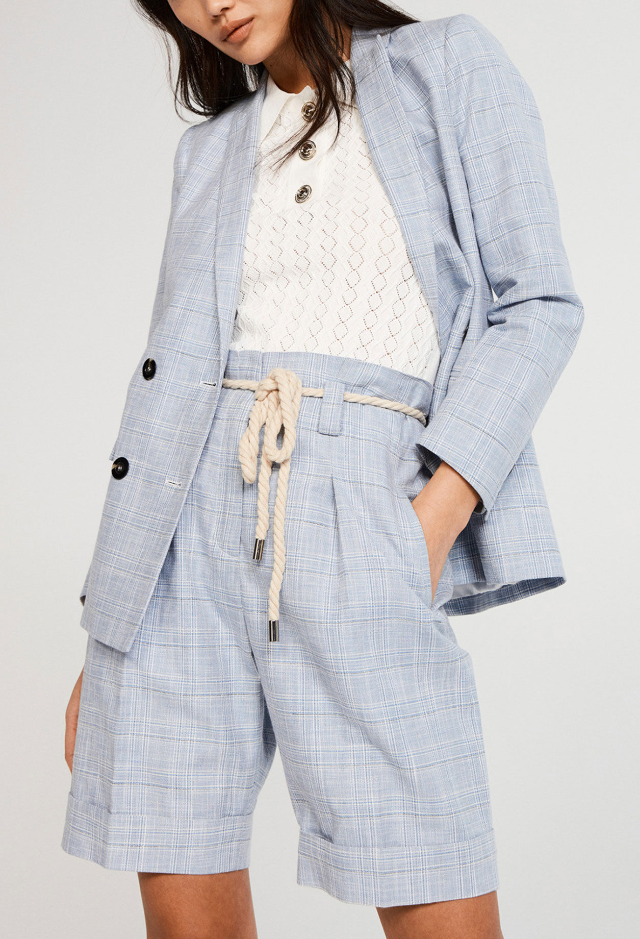 Double breasted organic cotton blazer