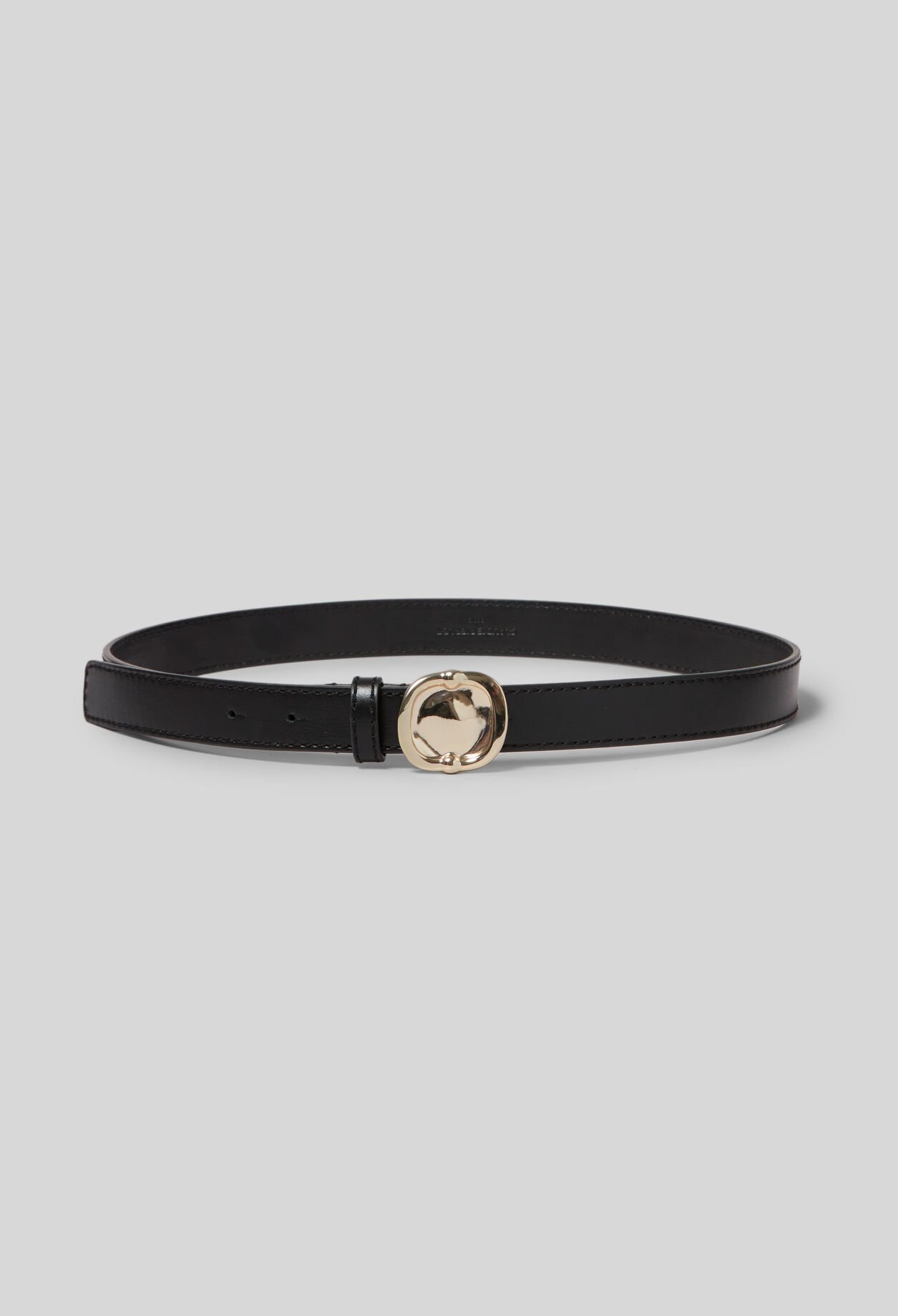 Leather Belt with Gold Buckle