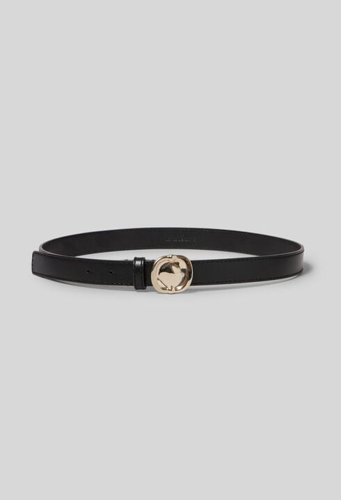 Leather Belt with Gold Buckle