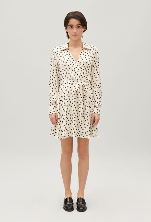 Robe portefeuille imprimé noir et blanc