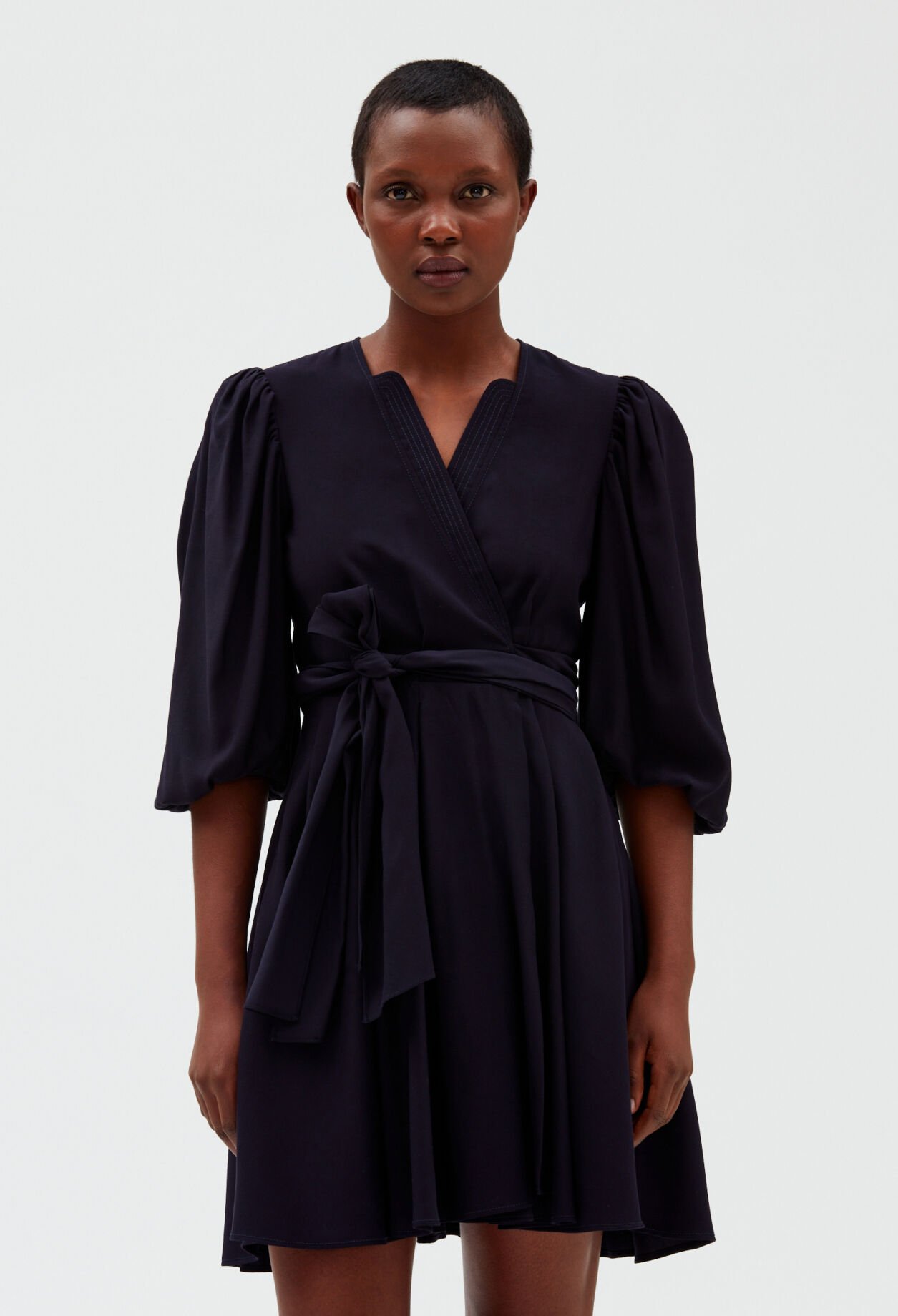 Navy wrap dress
