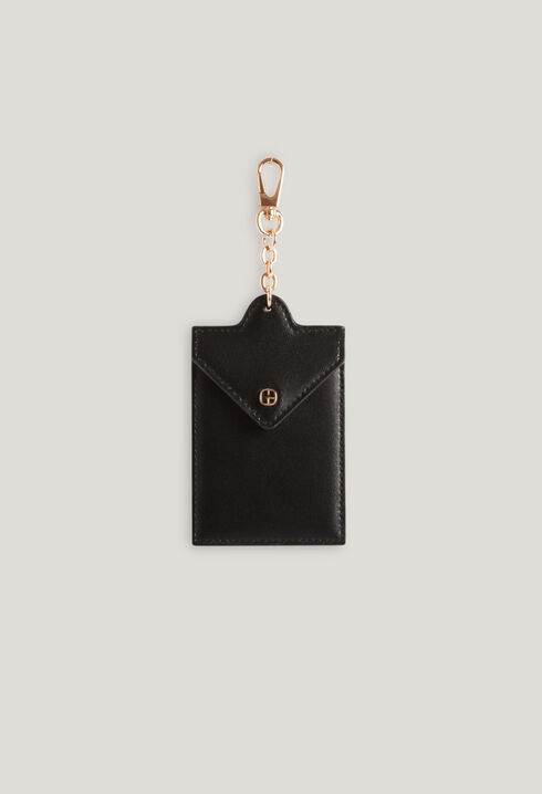 Black leather card holder