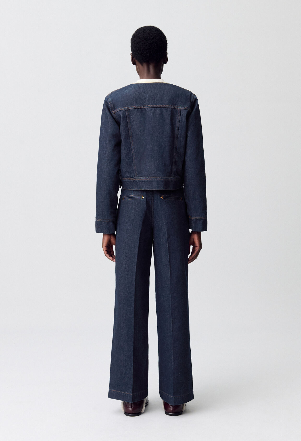 Veste denim fausse fourrure