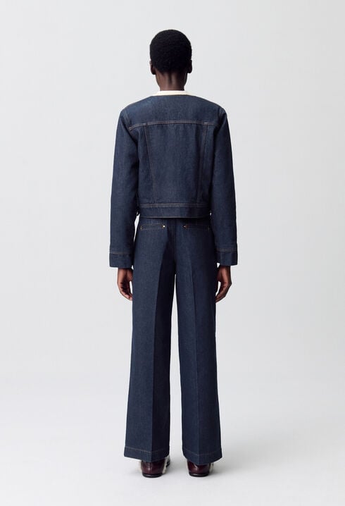 Veste denim fausse fourrure