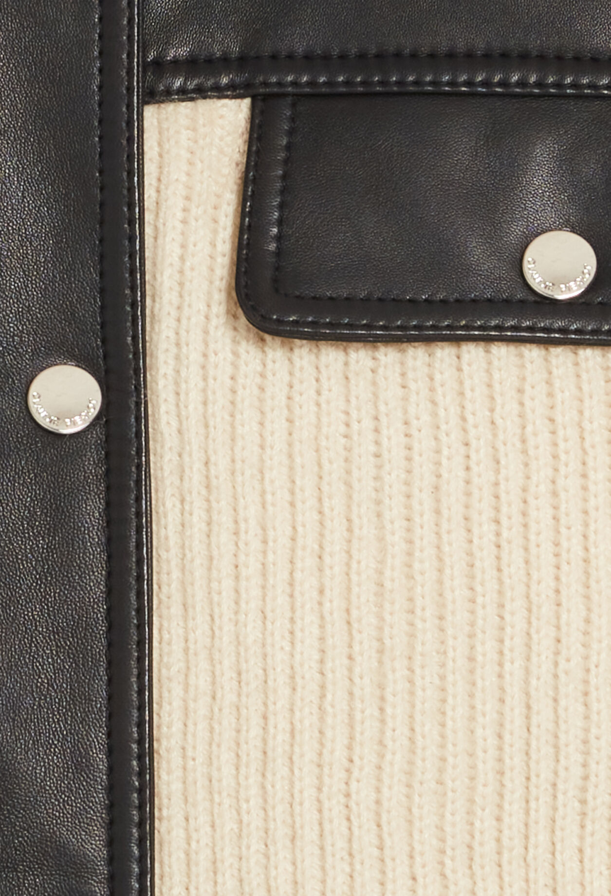 Two tone leather and knit jacket