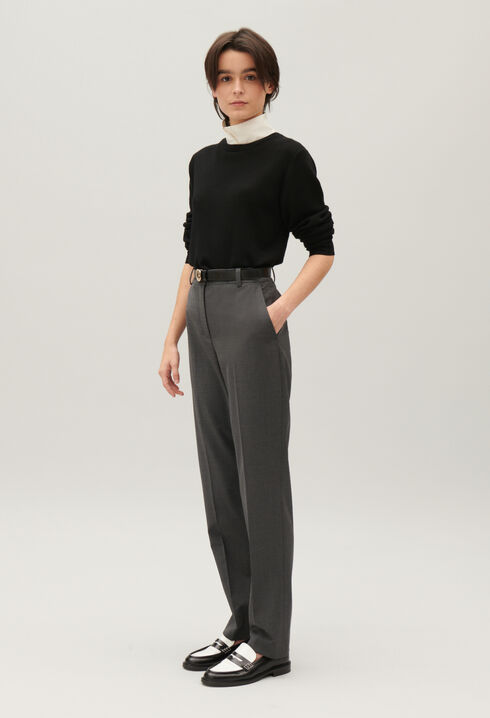 Pantalon tailleur gris chiné