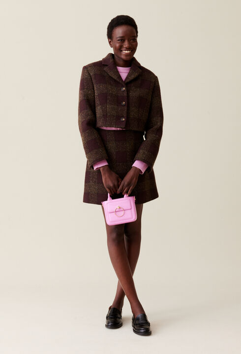 Veste courte carreaux boutonnée