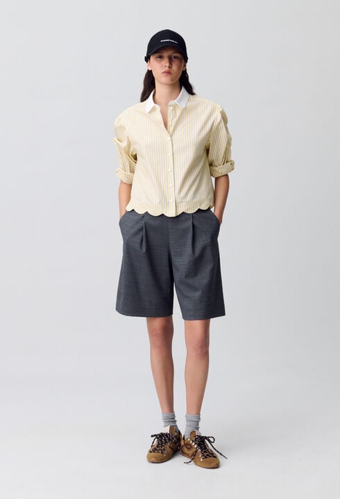 Chemise rayée col claudine