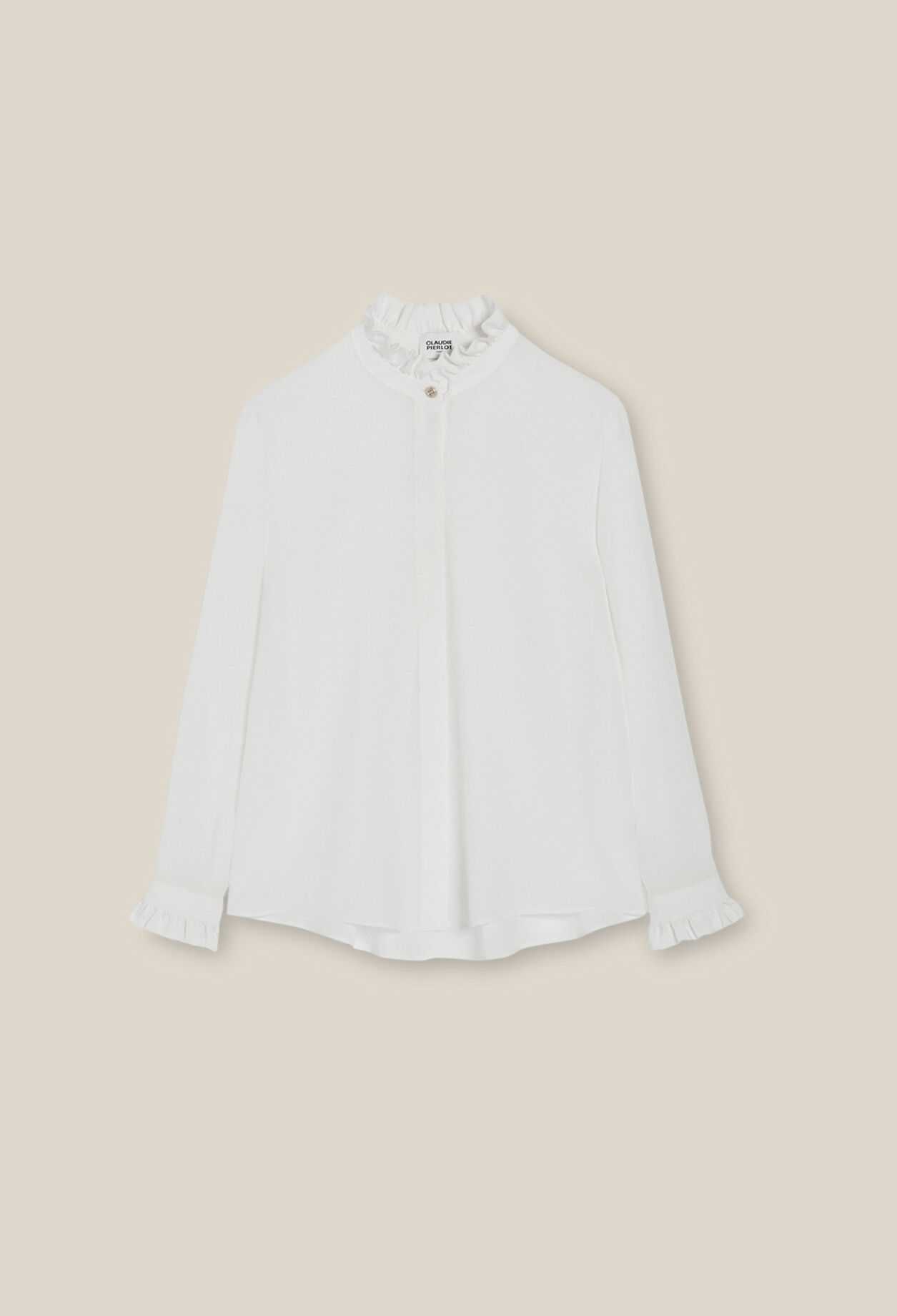 Chemise blanche col montant ondulé 