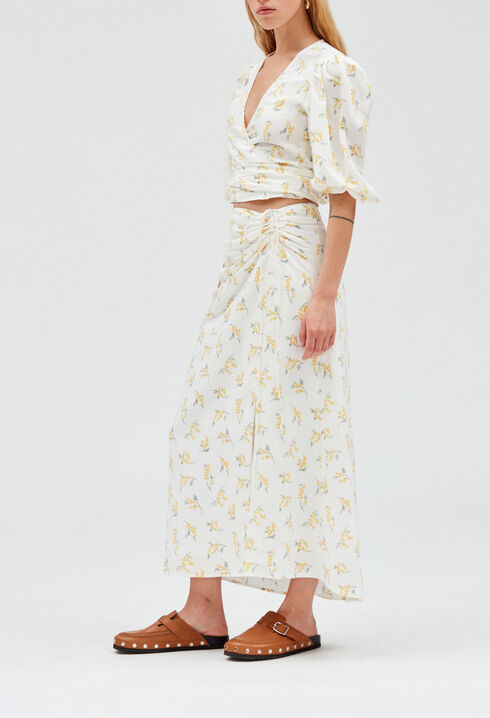 Jupe midi fendue mimosa