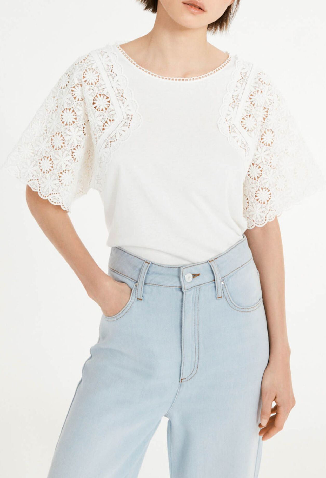 T-shirt manches guipure