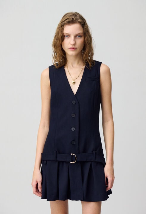 Robe courte cintrée plissée