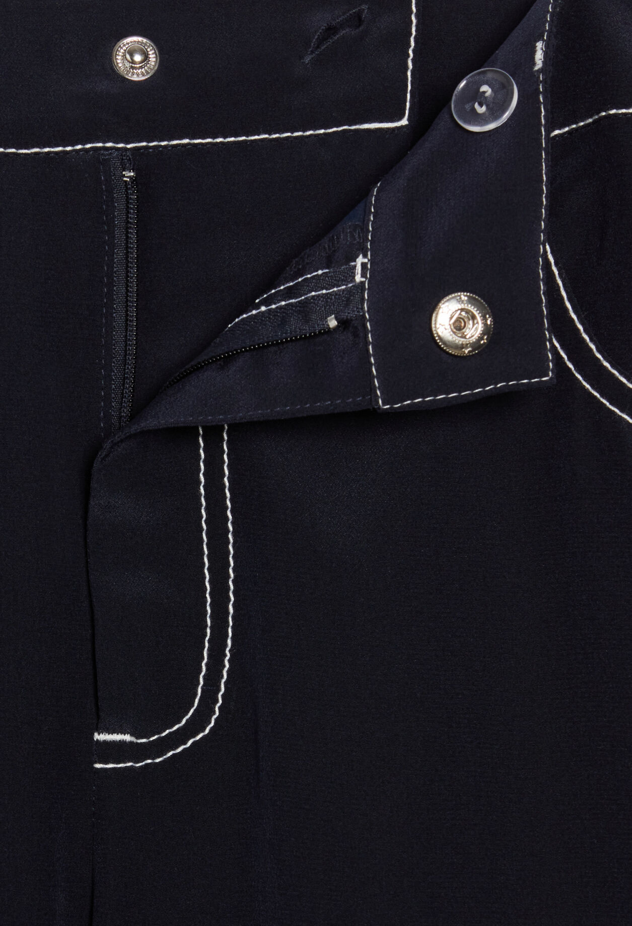 Pantalon droit long soie bleue