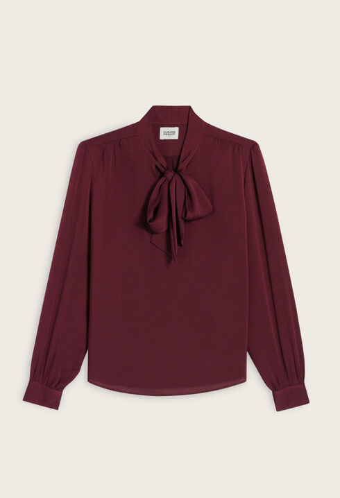 Burgundy pussy bow blouse