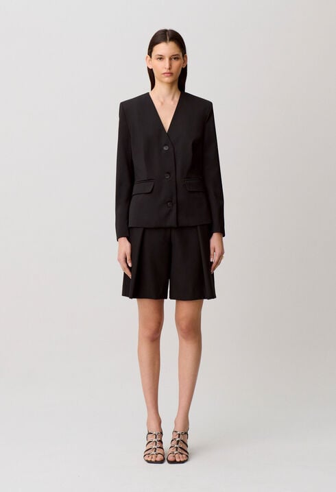 Veste tailleur laine m&eacute;lang&eacute;e