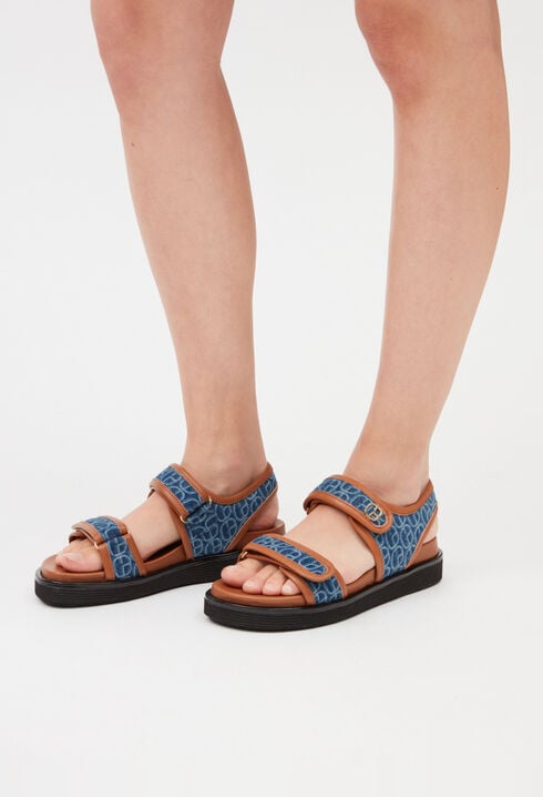 Sandales denim monogramme CP bleu