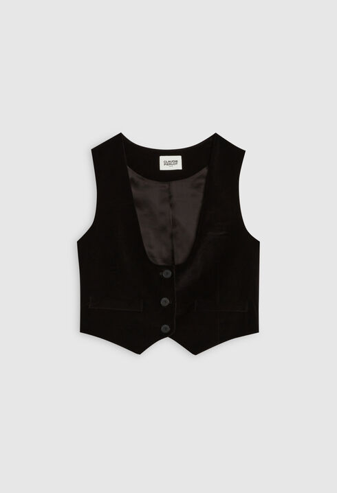 Gilet de costume velours noir