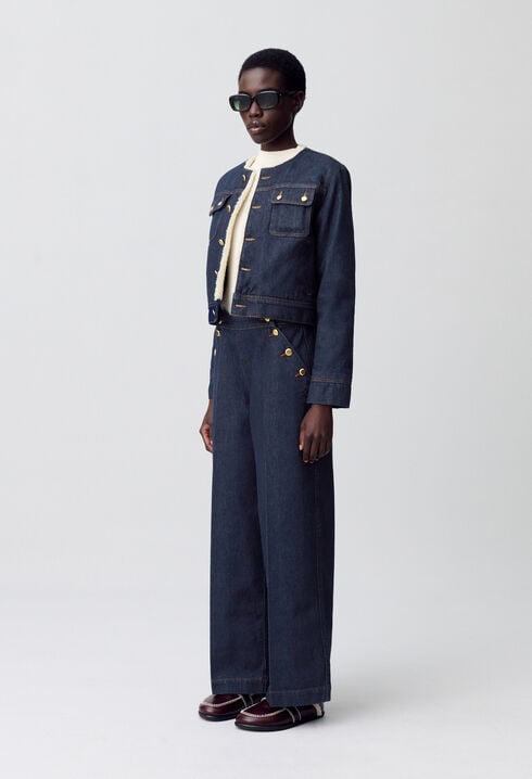 Veste denim fausse fourrure