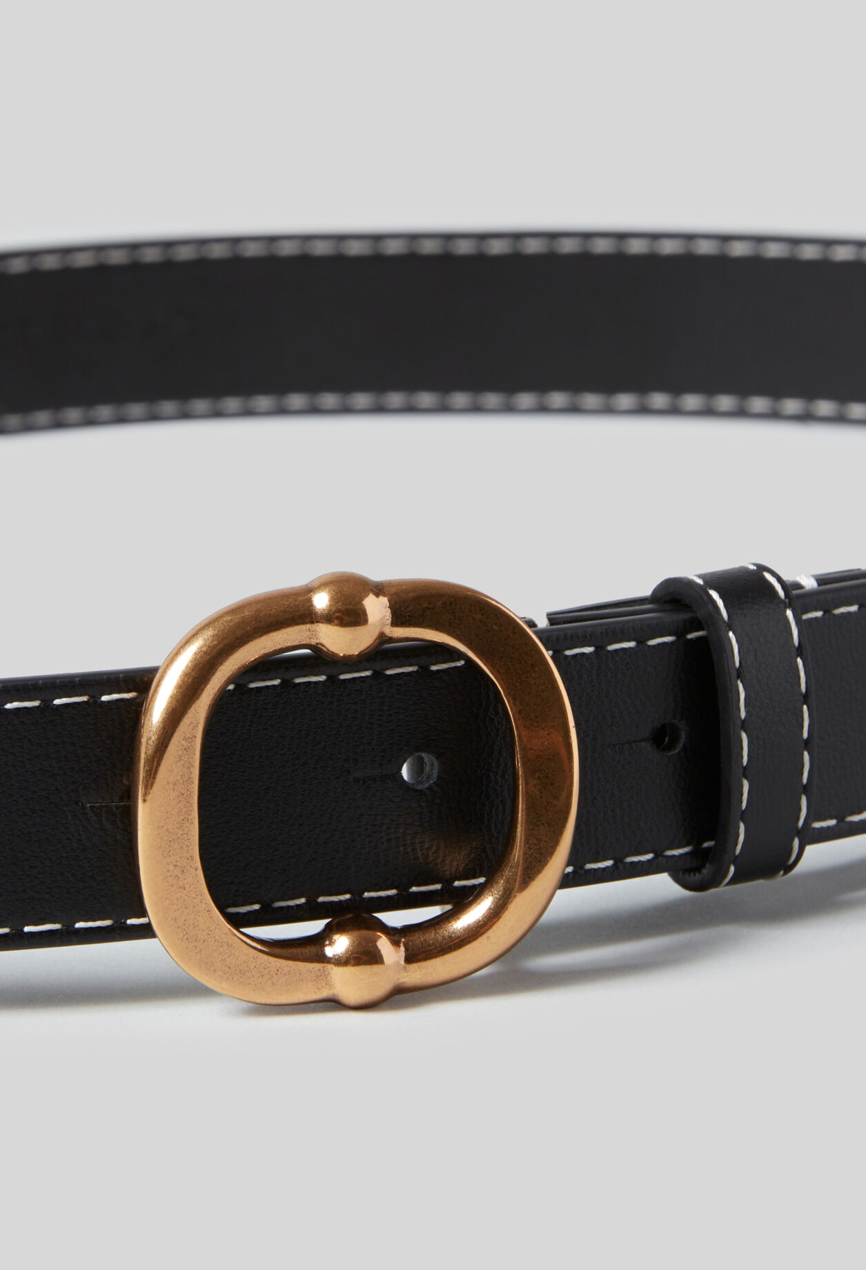 Leather belt gold buckle