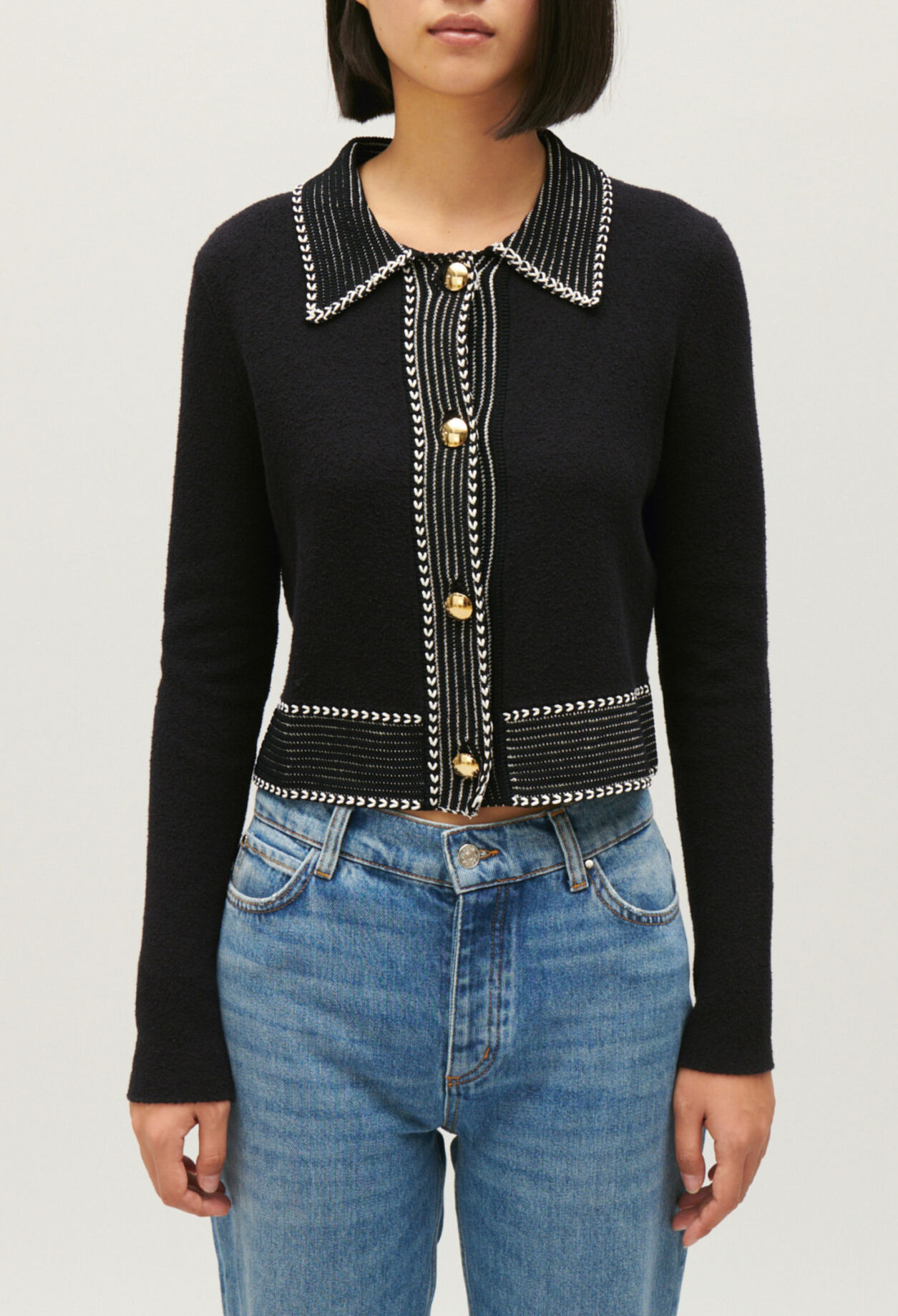 Cropped knit cardigan