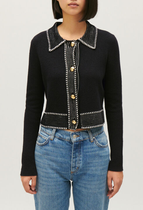 Cropped knit cardigan