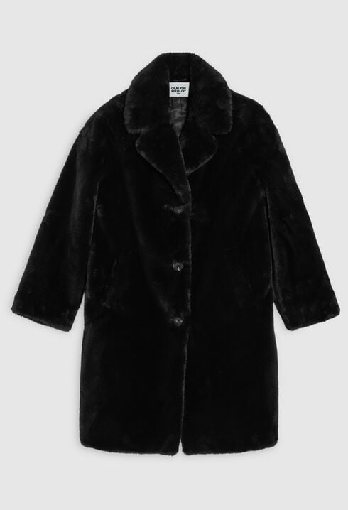 Mid-length faux fur coat