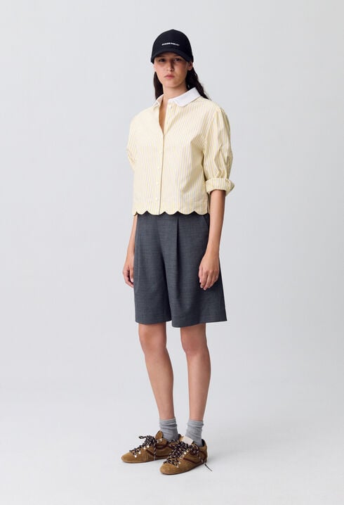 Chemise rayée col claudine
