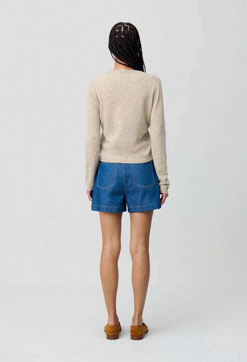 Cardigan laine boutonné broderie CP