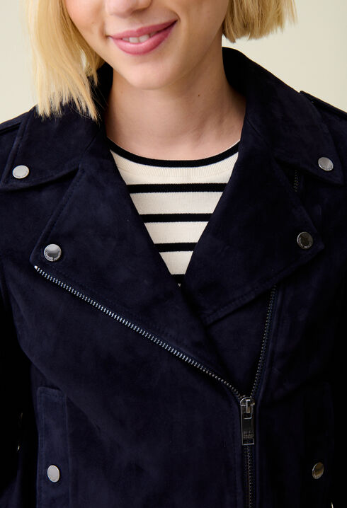 Suede leather biker jacket