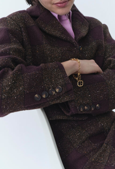 Veste courte carreaux boutonnée