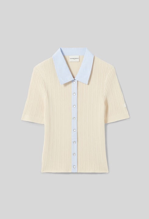 Cardigan bi mati&egrave;res ray&eacute;