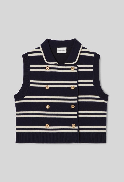 Cardigan rayé sans manches