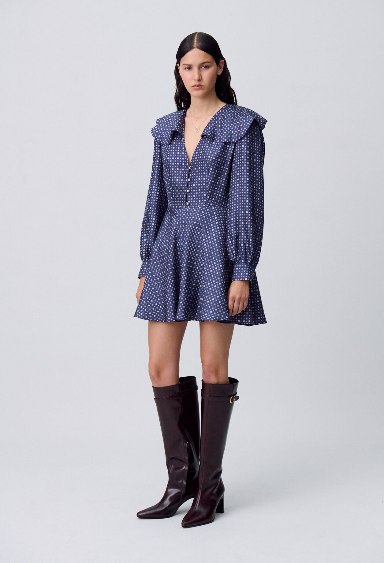 Robe courte soie imprimée