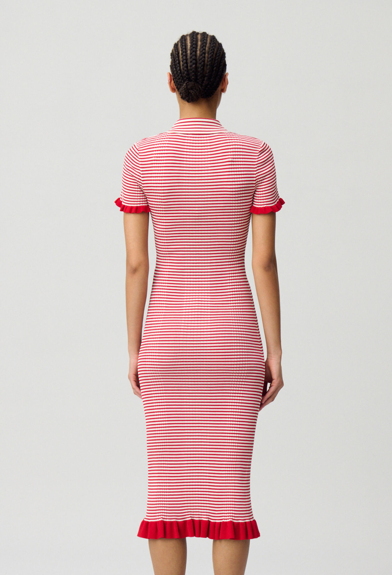 Robe longue maille fine rayée