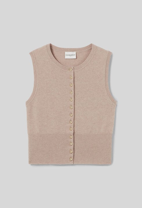 Top maille boutonné