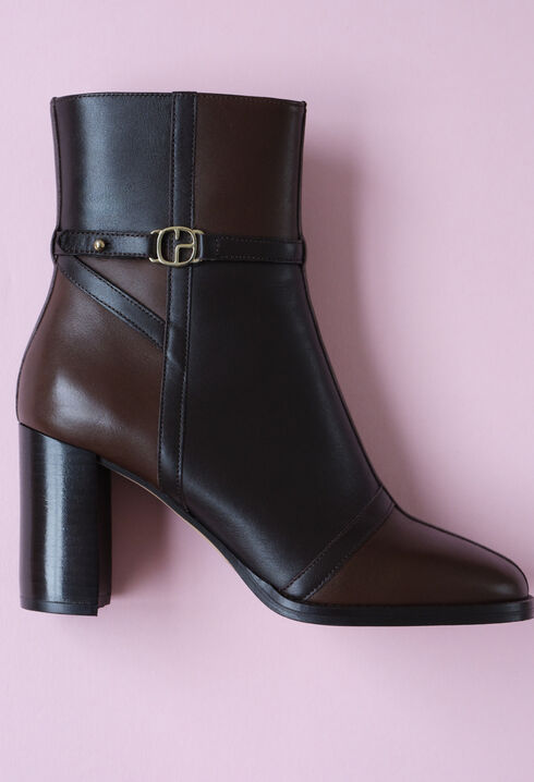 Bottines cuir vernis patchwork