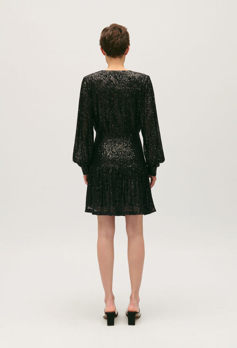 Robe courte sequins noire